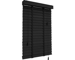Echt Houten Jaloezieën,Zwart,Hout Jaloezieën Venetian Voor Ramen,Verduisterende/Warmte-isolatie/Privacygordijnen,Horizontale Jaloezie 50cm 6