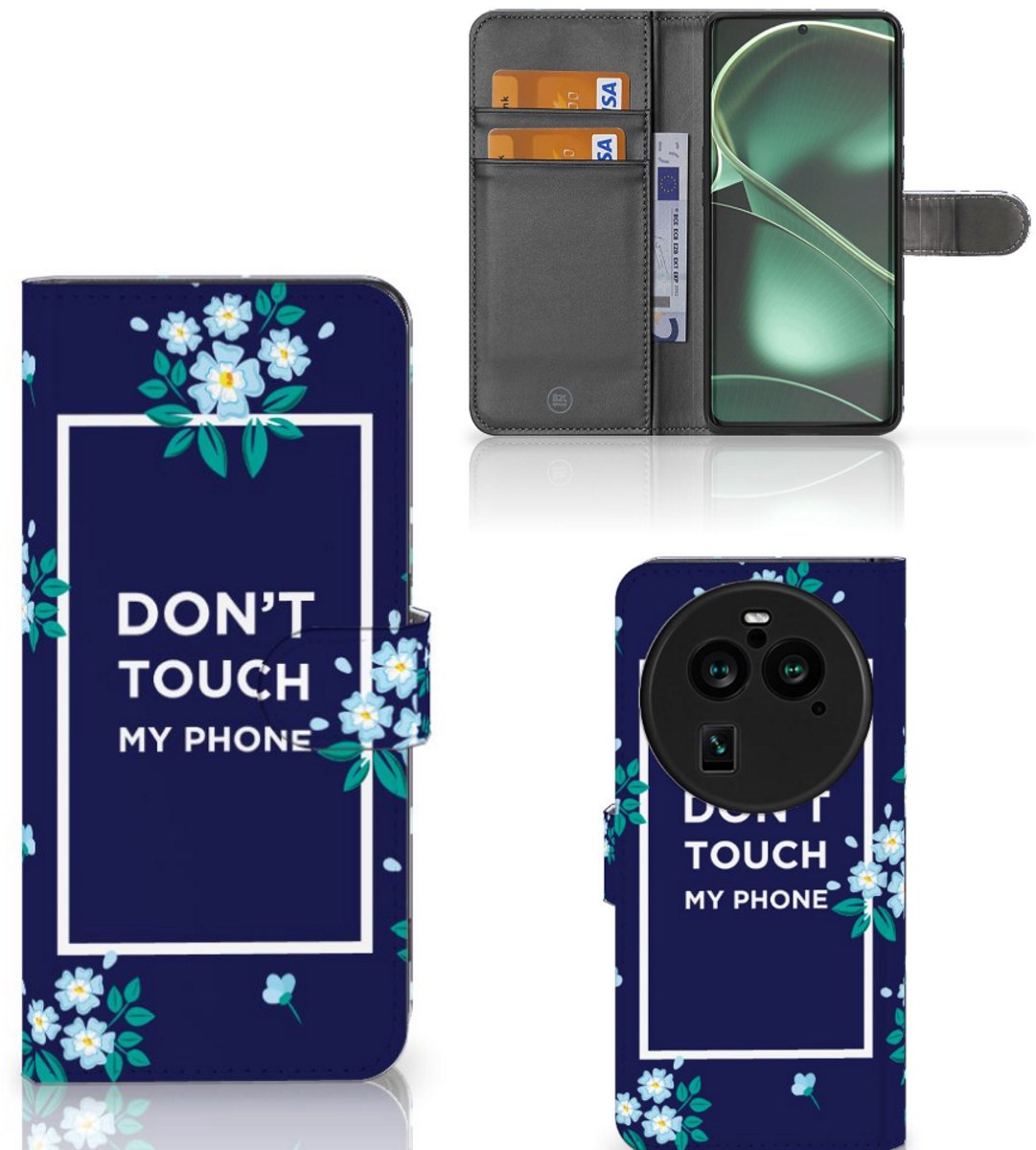 OPPO Find X6 Pro Portemonnee Hoesje Flowers Blue DTMP