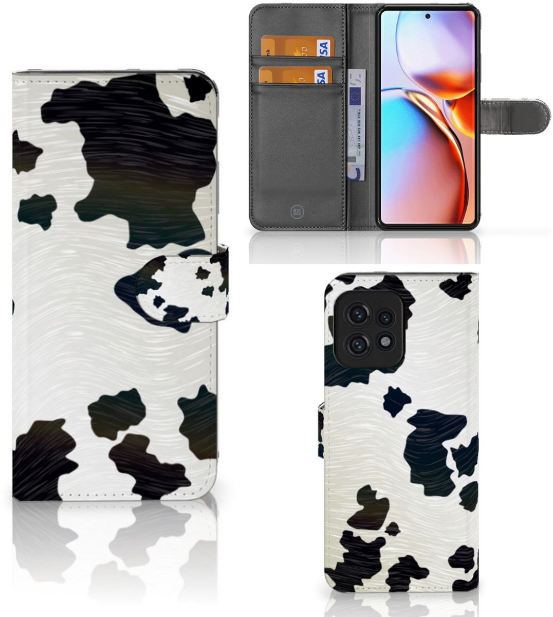 Book Case voor Motorola Edge 40 Pro Telefoonhoesje met Pasjes Koeienvlekken