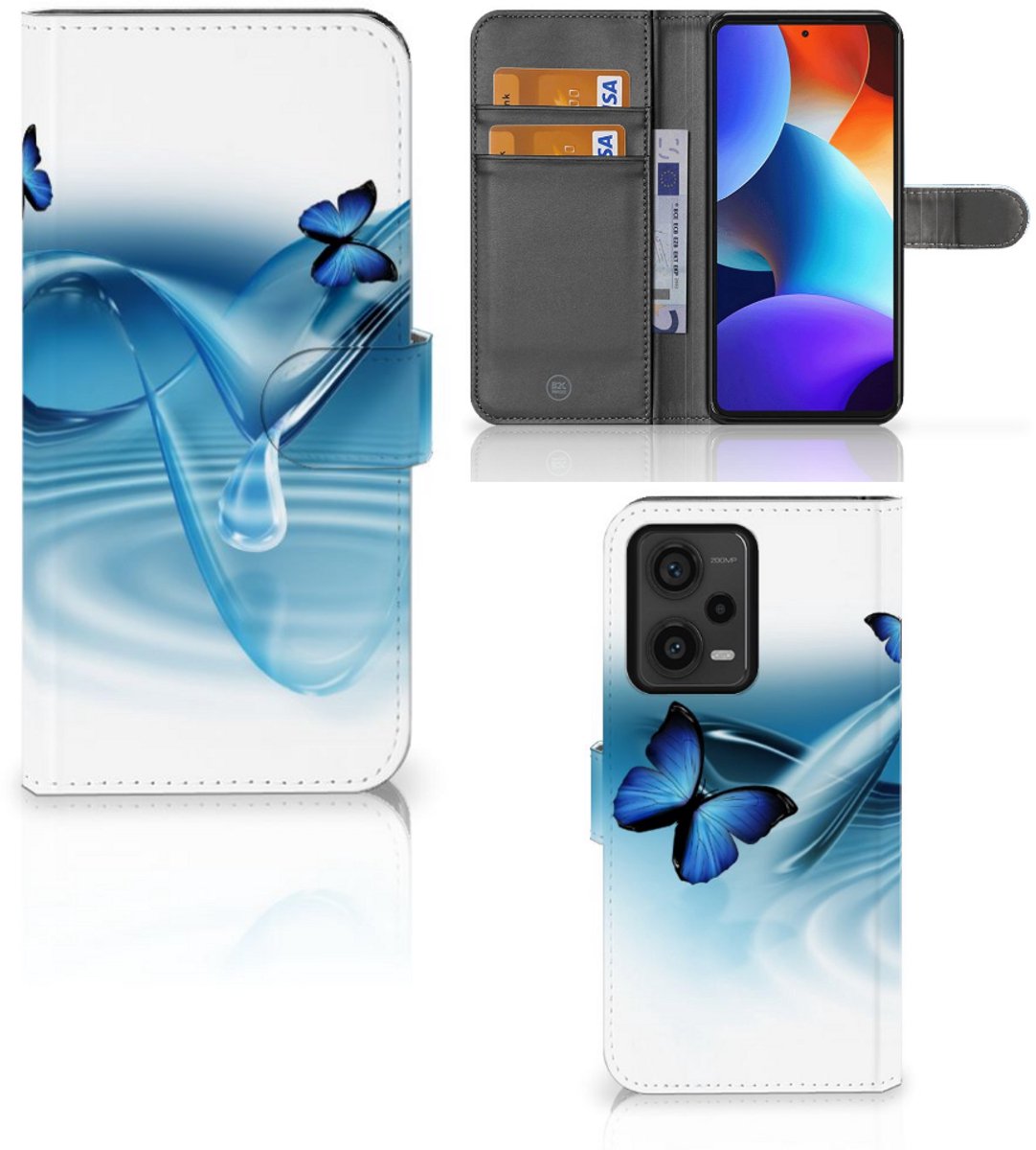 Xiaomi Redmi Note 12 Pro Plus Telefoonhoesje met Pasjes Vlinders