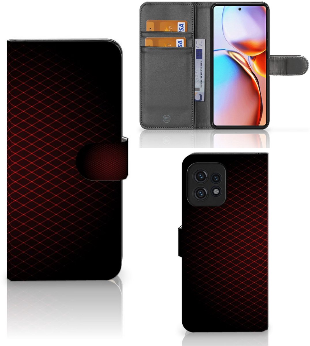 Book Case voor Motorola Edge 40 Pro Telefoon Hoesje Geruit Rood