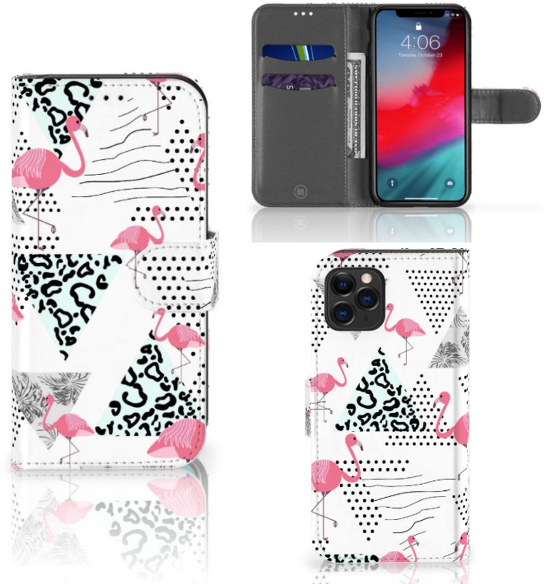 Apple iPhone 11 Pro Telefoonhoesje met Pasjes Flamingo Triangle