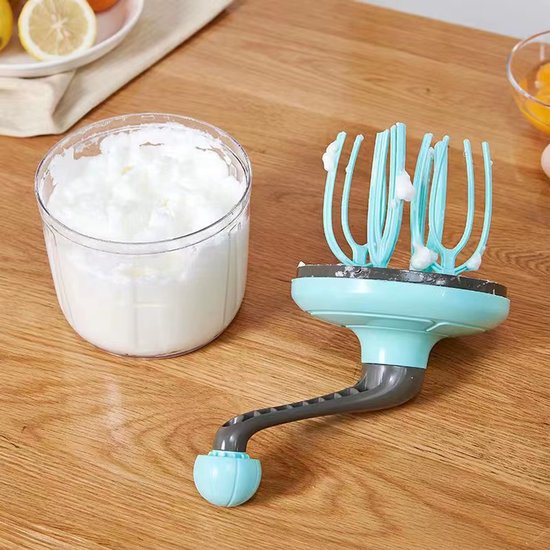 Multifunctionele Handmatige Garde - Semi-automatische Eierklopper & Roomklopper - Handmixer voor Ei, Slagroom en Cake - Keuken Hand Crank Mixer - Handmatige Keukenmixer - Blauw van Merkloos — afbeelding 3