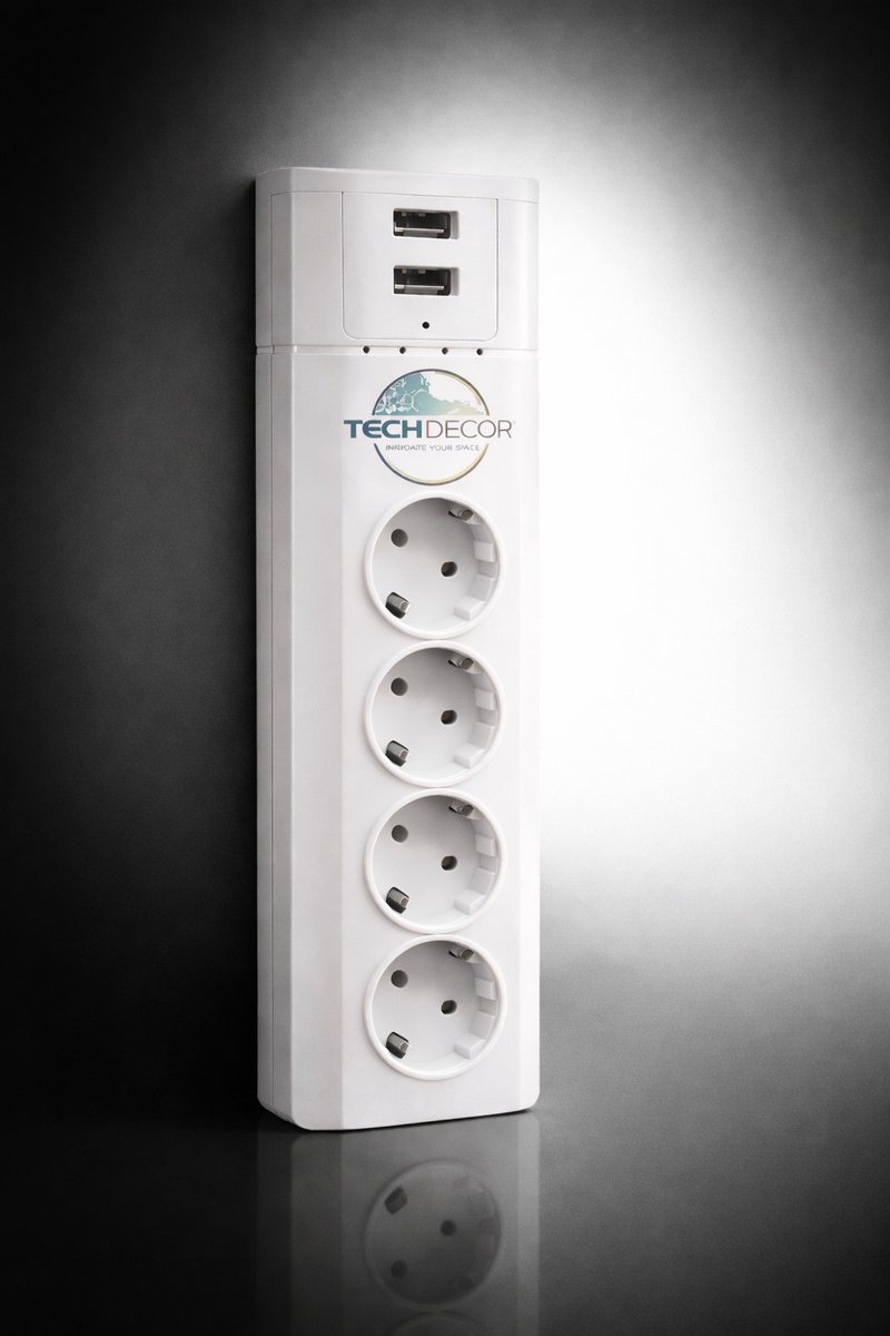 Slimme Stekkerdoos met Wifi – 4 Stopcontacten + 2x USB – App Bediening – Timer – 16A – Wit
