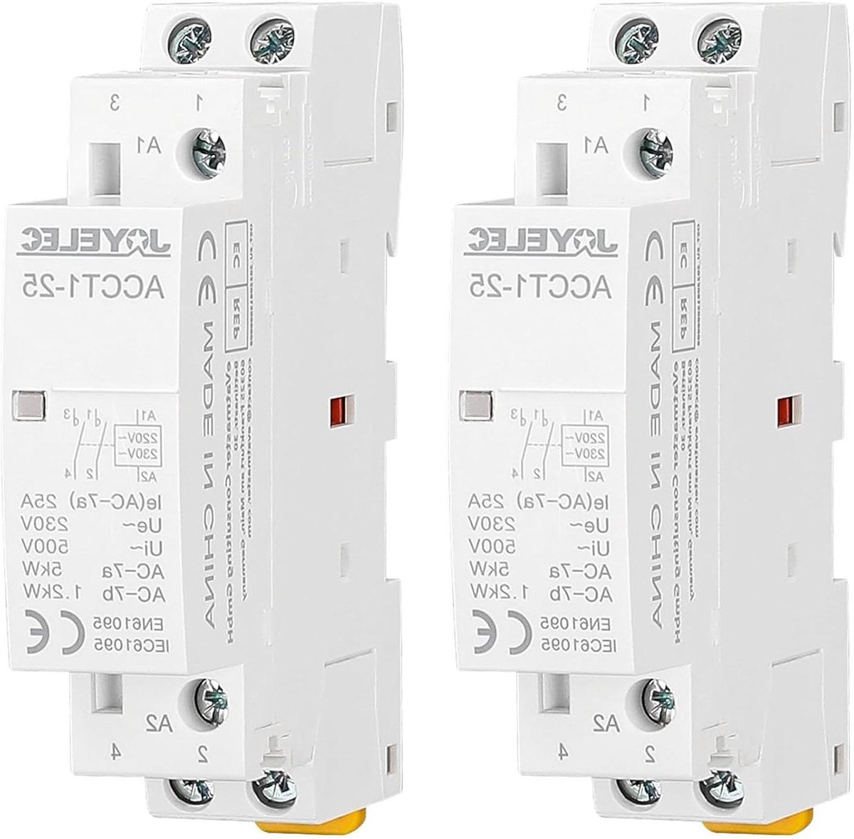 AC Contactor - Stroomschakelaar Relais - Huishoudelijke Stroomregeling - Stil en Compact - 35mm DIN Rail - Grijs
