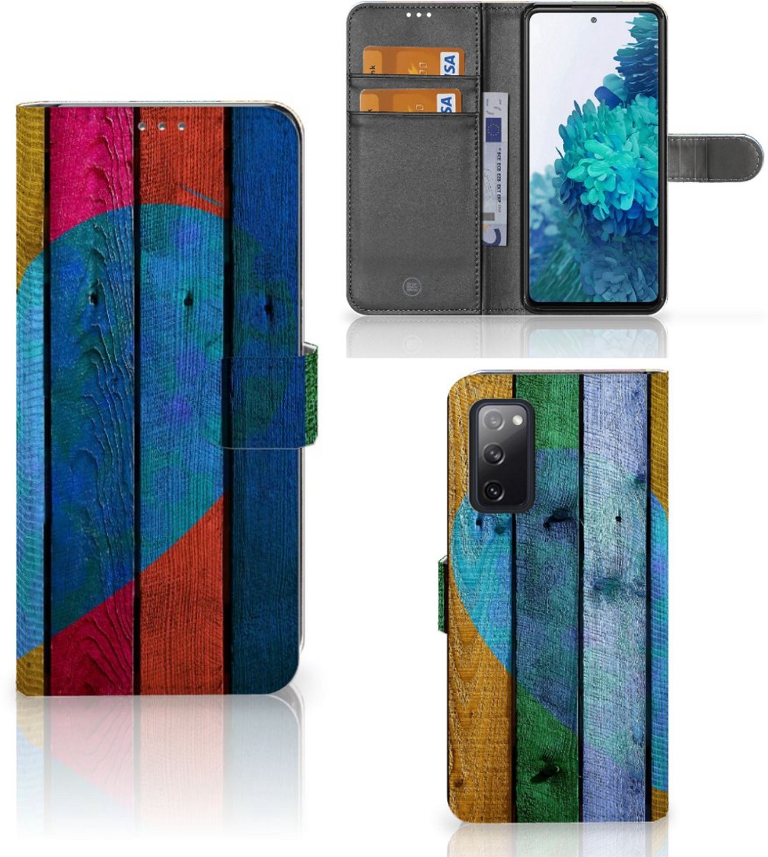 Samsung Galaxy S20 FE Book Style Case Wood Heart - Cadeau voor je Vriend