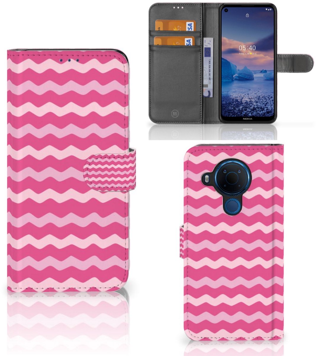 Nokia 5.4 Telefoon Hoesje Waves Pink