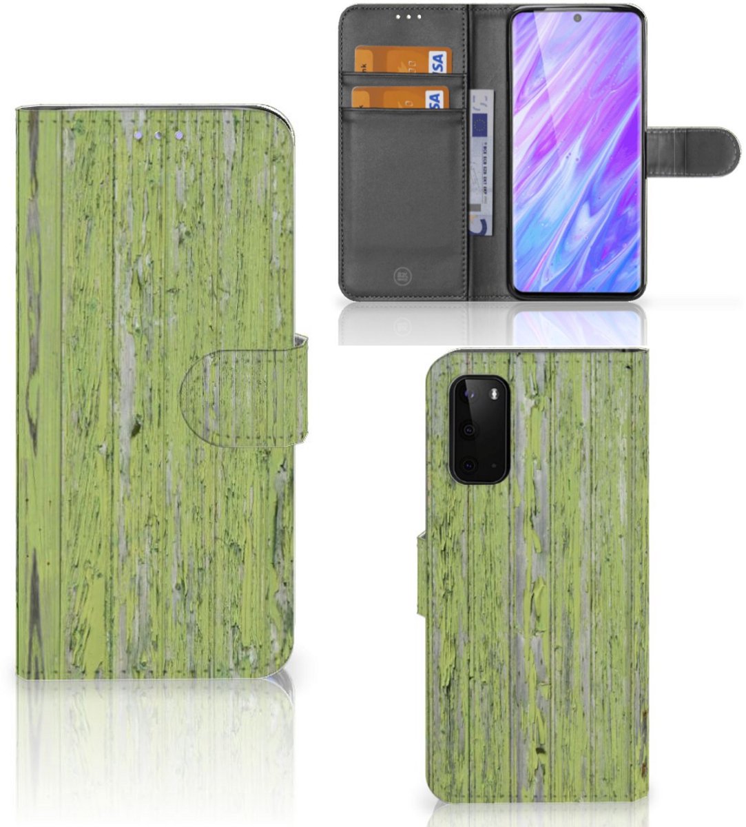 Samsung Galaxy S20 Book Style Case Green Wood