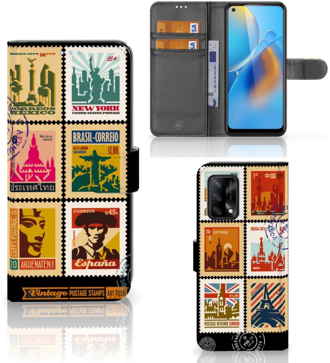 OPPO A74 4G Flip Cover Postzegels