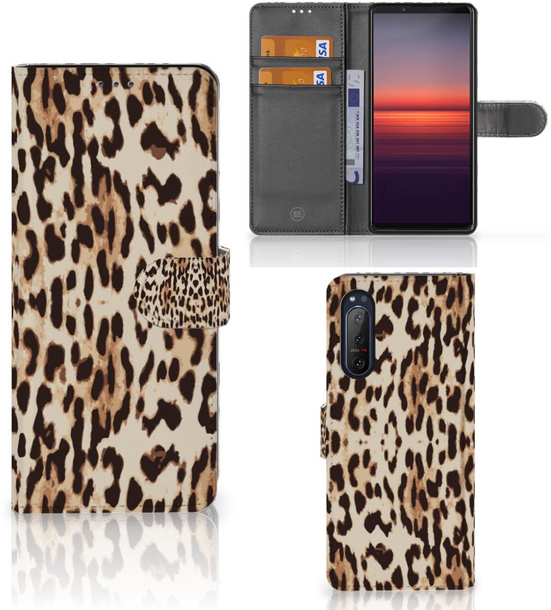 Sony Xperia 5II Telefoonhoesje met Pasjes Leopard