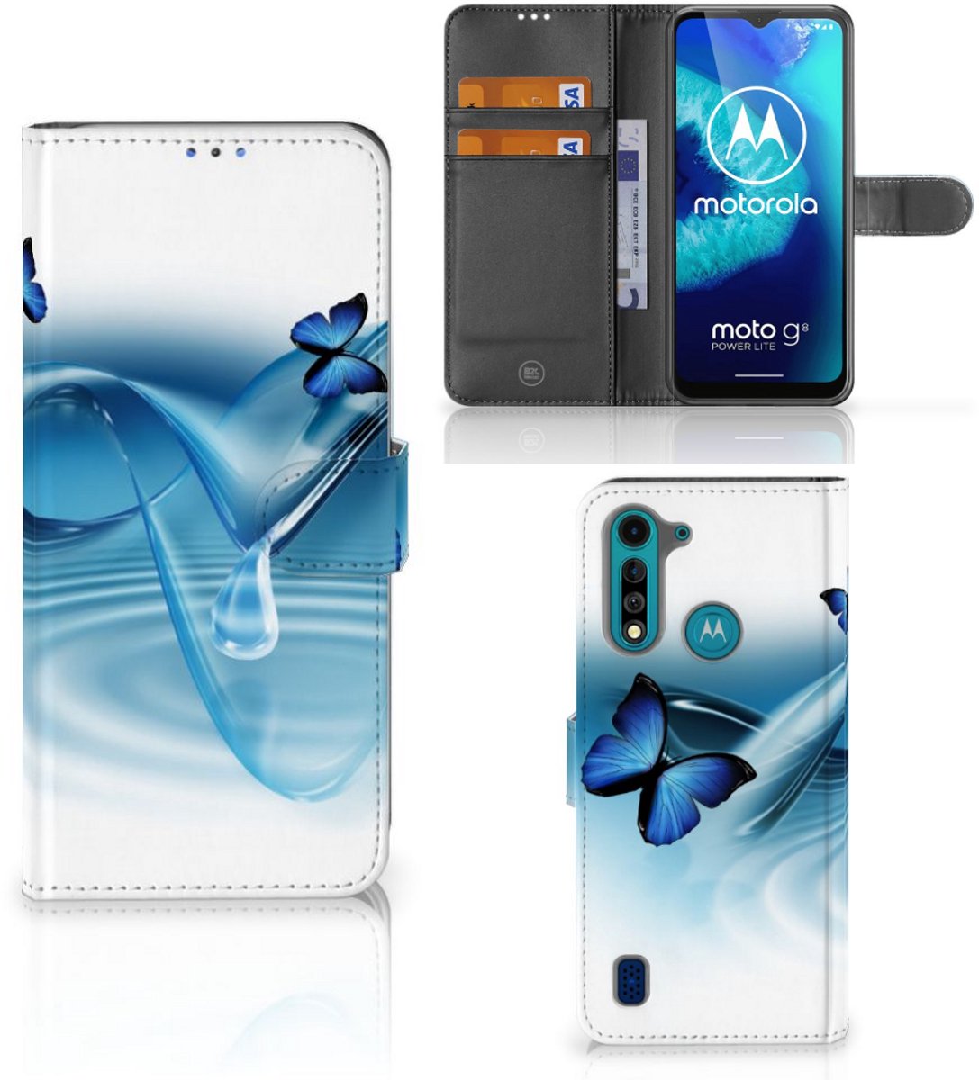 Motorola G8 Power Lite Telefoonhoesje met Pasjes Vlinders