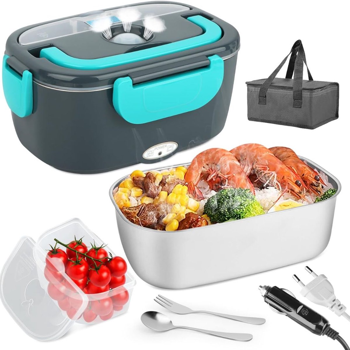 White-Label® Elektrische Lunchbox - Broodtrommel Elektrisch - Grijs