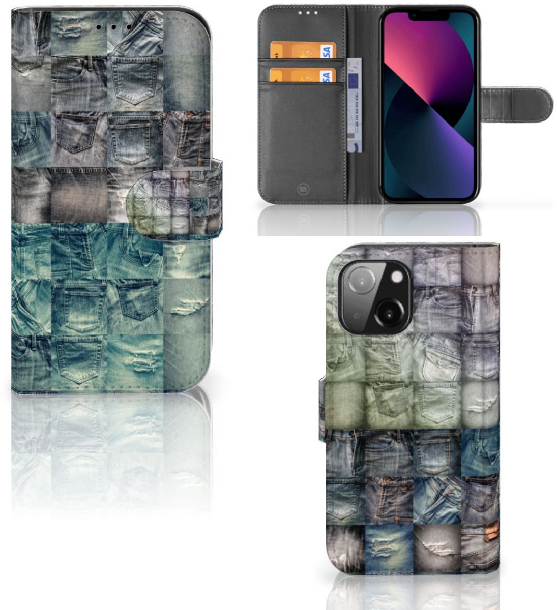 Wallet Case met Pasjes iPhone 13 Mini Spijkerbroeken