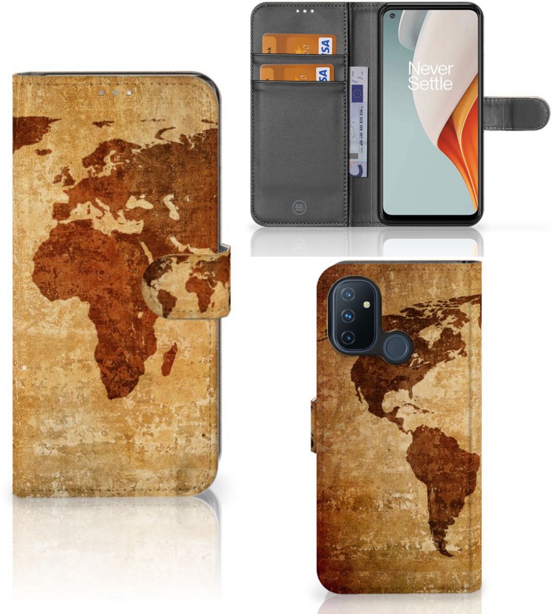 OnePlus Nord N100 Flip Cover Wereldkaart