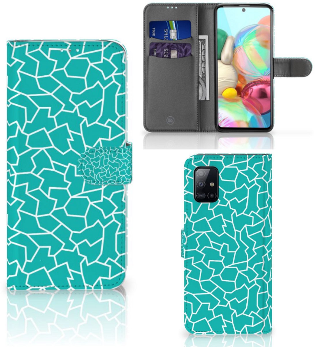 Book Case voor Samsung Galaxy A71 Hoesje Cracks Blue