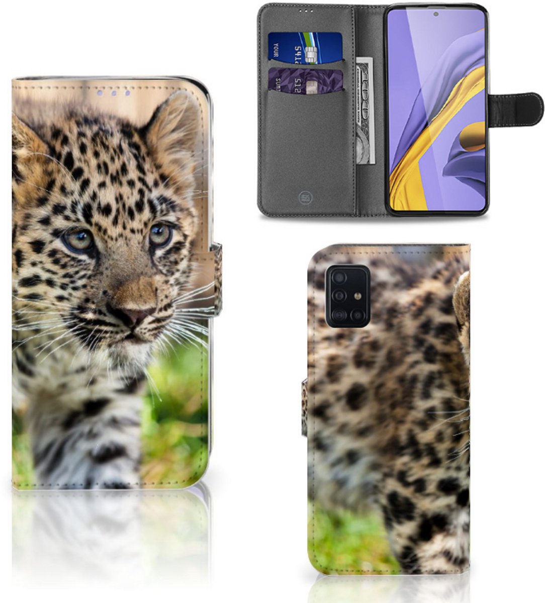 Samsung Galaxy A51 Telefoonhoesje met Pasjes Baby Luipaard