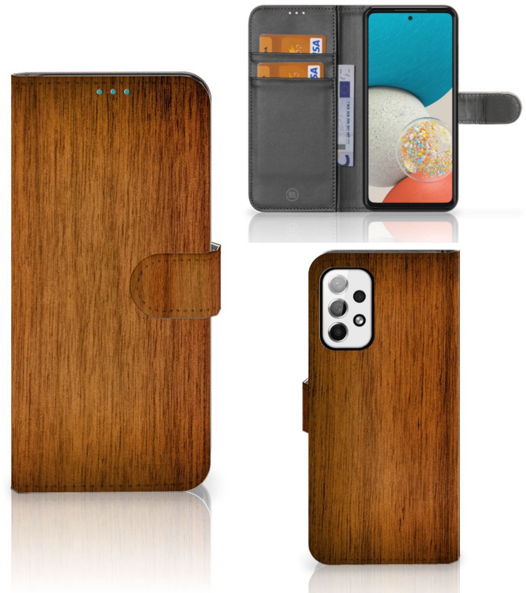 Samsung Galaxy A73 5G Book Style Case Donker Hout