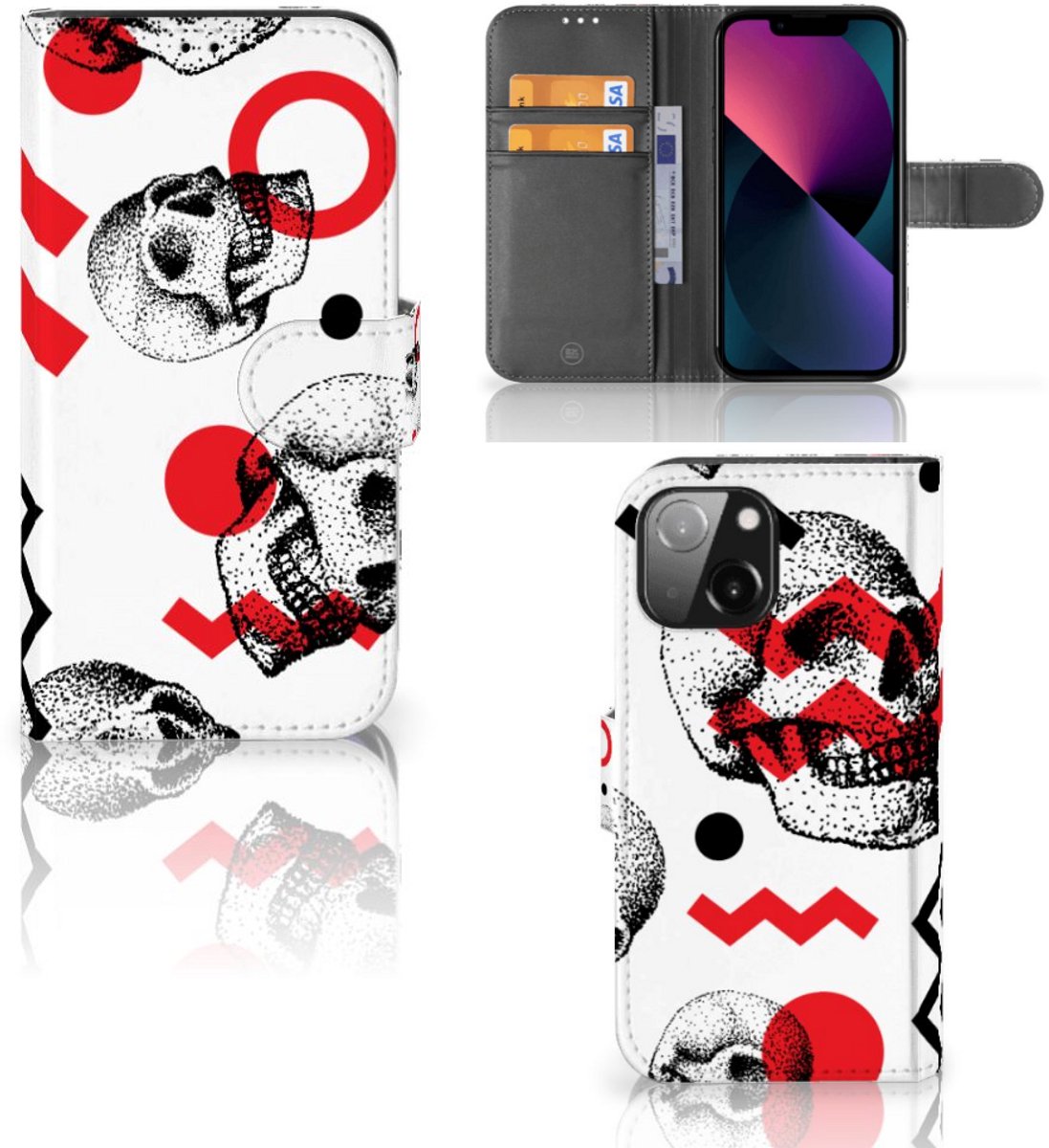 Telefoonhoesje met Naam iPhone 13 Mini Skull Red