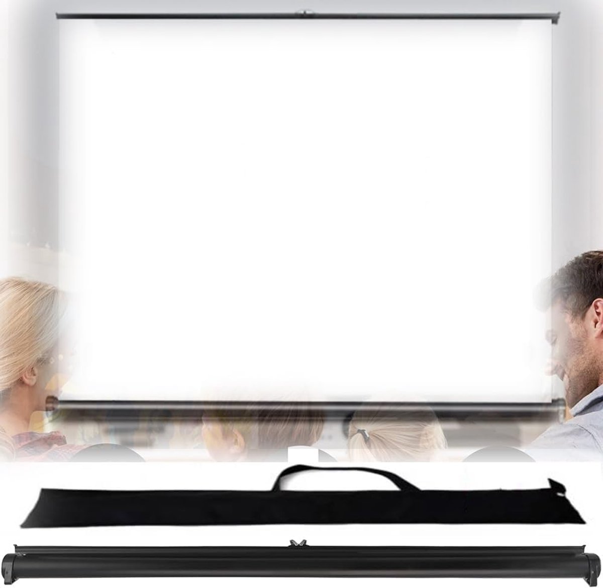Draagbaar Projectiescherm - Filmscherm HD - Thuisbioscoop Kantoor - Handmatig Uittrekbaar - 50 Inch 16:9 - Wit