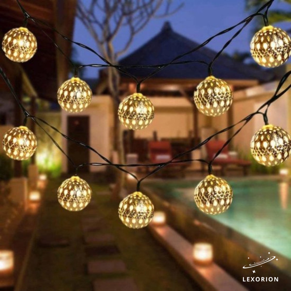 Solar lichtsnoer Marrakech 5 meter – Warm wit – Zonne-energie tuinverlichting – Zilverkleurig buiten lichtsnoer