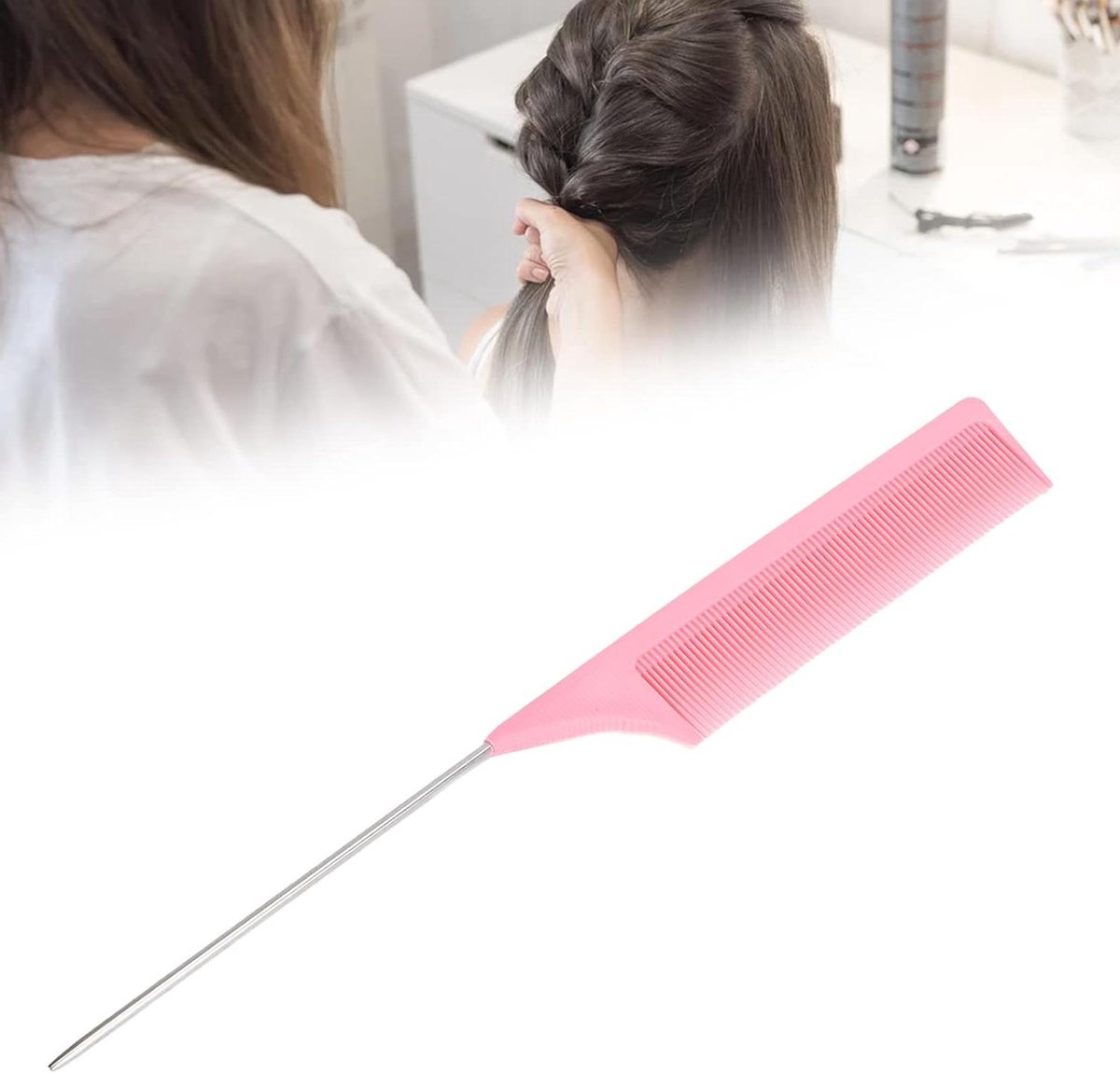 Puntige Staartkam - Haarstylingkam Kapperskam - Haar Vormgeven - Antistatisch Hittebestendig - 23 cm - Roze