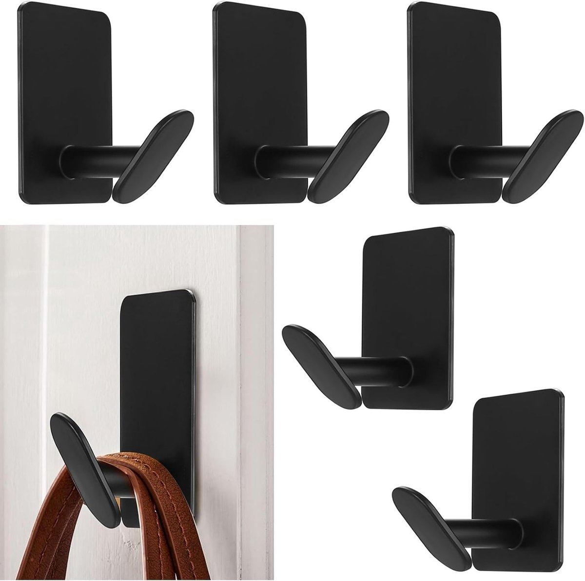 Zes Stuks Zelfklevende Handdoekhaken - Sterke RVS Haken voor Badkamer, Keuken en Kantoor, Geen Boren Nodig, Ideaal voor Kleding en Handdoeken