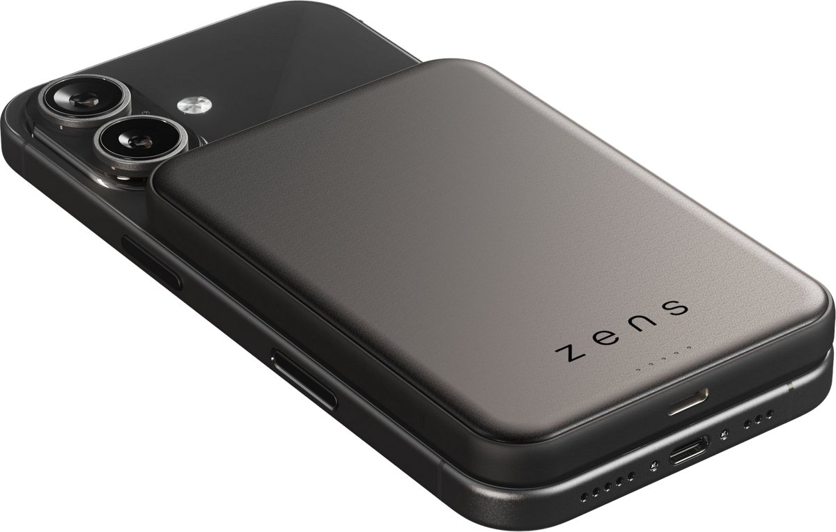 ZENS 5.000 mAh Magnetische Draadloze Powerbank 25W - Compatibel met MagSafe / Qi2.2 - Reisformaat - Ultra Dun - Compact - Zwart