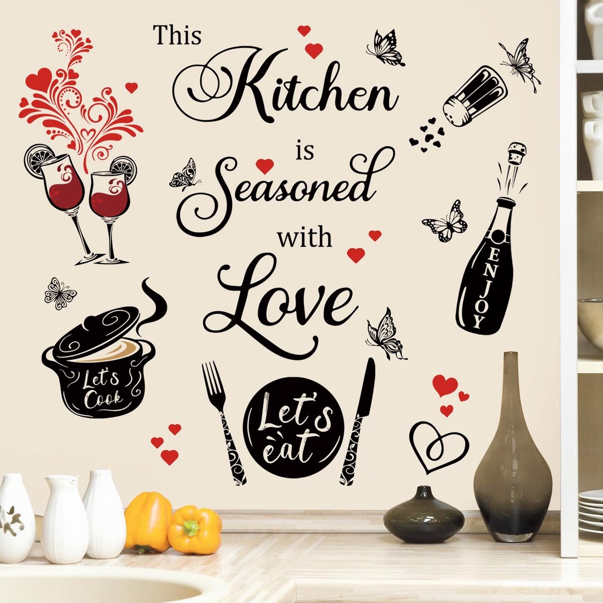 Cosensi - Wondever Keuken Stickers - Muurstickers voor Keuken - Roestvrij en Waterproof - Multicolour - Muurdecoratie - Geschikt voor Eetkamer - Ke...