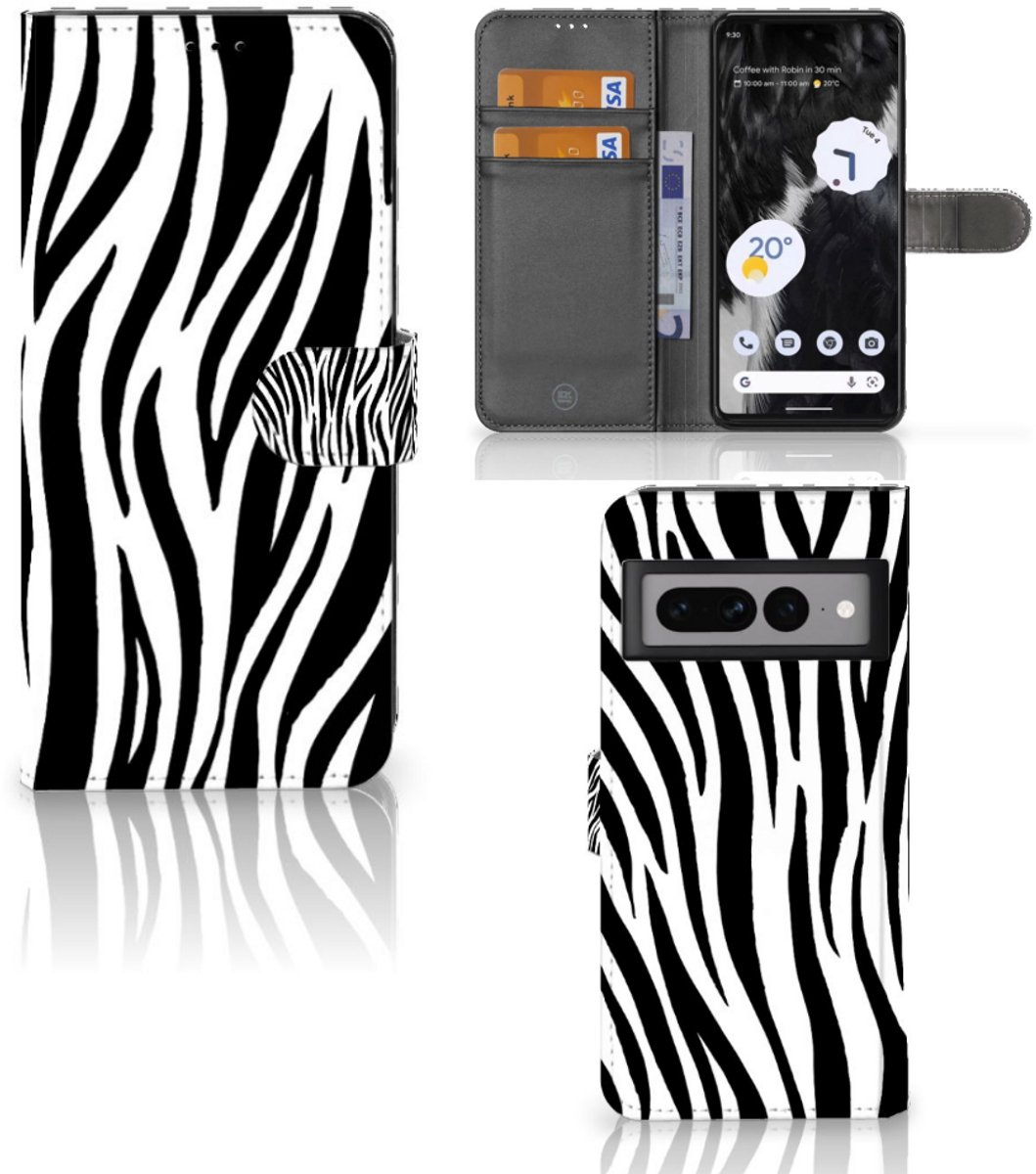 Google Pixel 7 Pro Telefoonhoesje met Pasjes Zebra