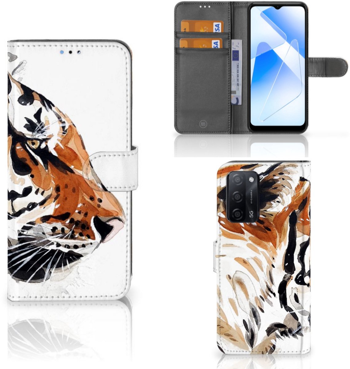 Hoesje OPPO A16/A16s/A54s Watercolor Tiger