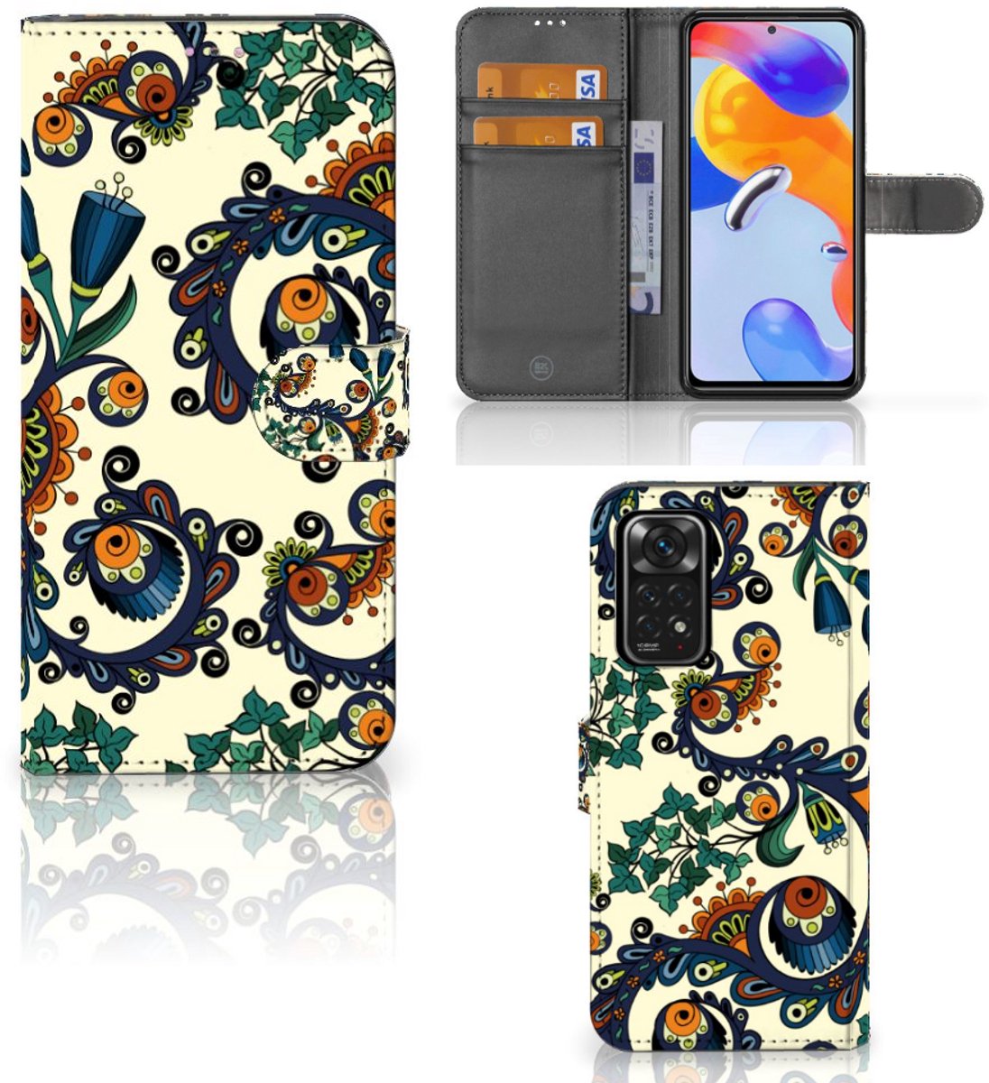 Book Case voor Wallet Case Xiaomi Redmi Note 11 Pro 5G/4G Barok Flower