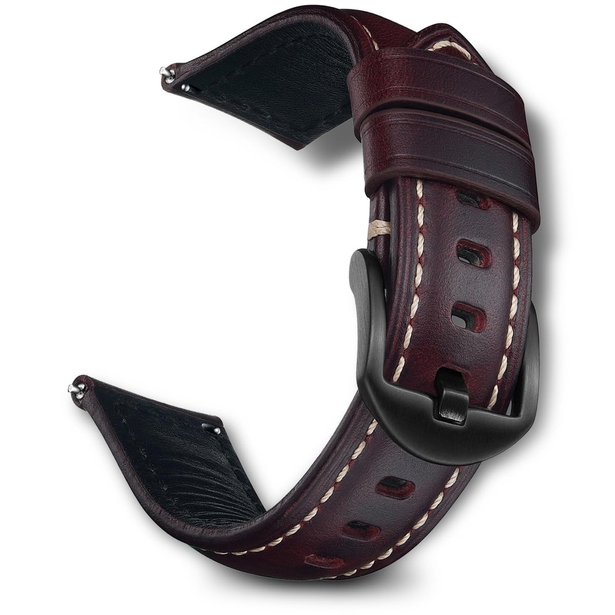Cosensi - Oil Wax Leather Bracelet - Comfortabele Armband - Wine Red - 22 mm - Geschikt voor Mannen en Vrouwen - Snelle Vervangingsoptie