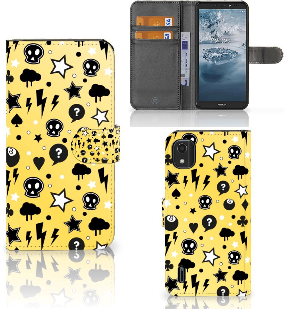 Telefoonhoesje met Naam Nokia C2 2nd Edition Punk Geel