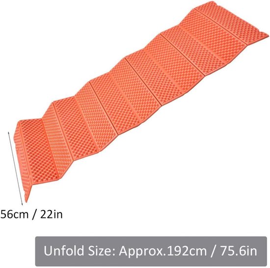Opvouwbaar Slaapmatje - Kampeer Mat - Outdoor Activiteiten - Ultralicht & Waterdicht - 192 x 56 cm - Oranje — afbeelding 2