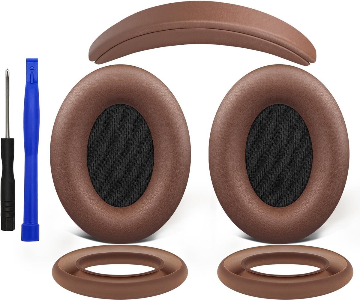 Vervangende Oorkussens en Hoofdband met Siliconen Beschermhoes voor Over-Ear Hoofdtelefoons - Geschikt voor Bose QuietComfort 15 en 2 - Koffiekleur
