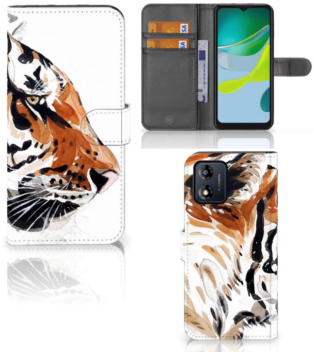 Hoesje Motorola Moto E13 4G Watercolor Tiger