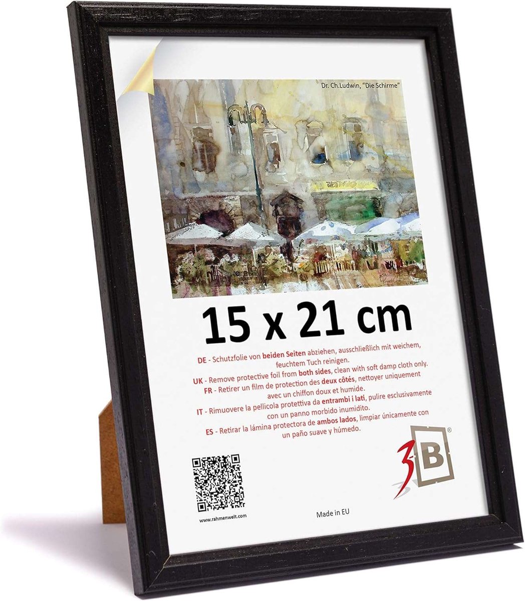CE - Houten Fotolijst - Zwart - 15x21cm - Acrylglas - Vintage