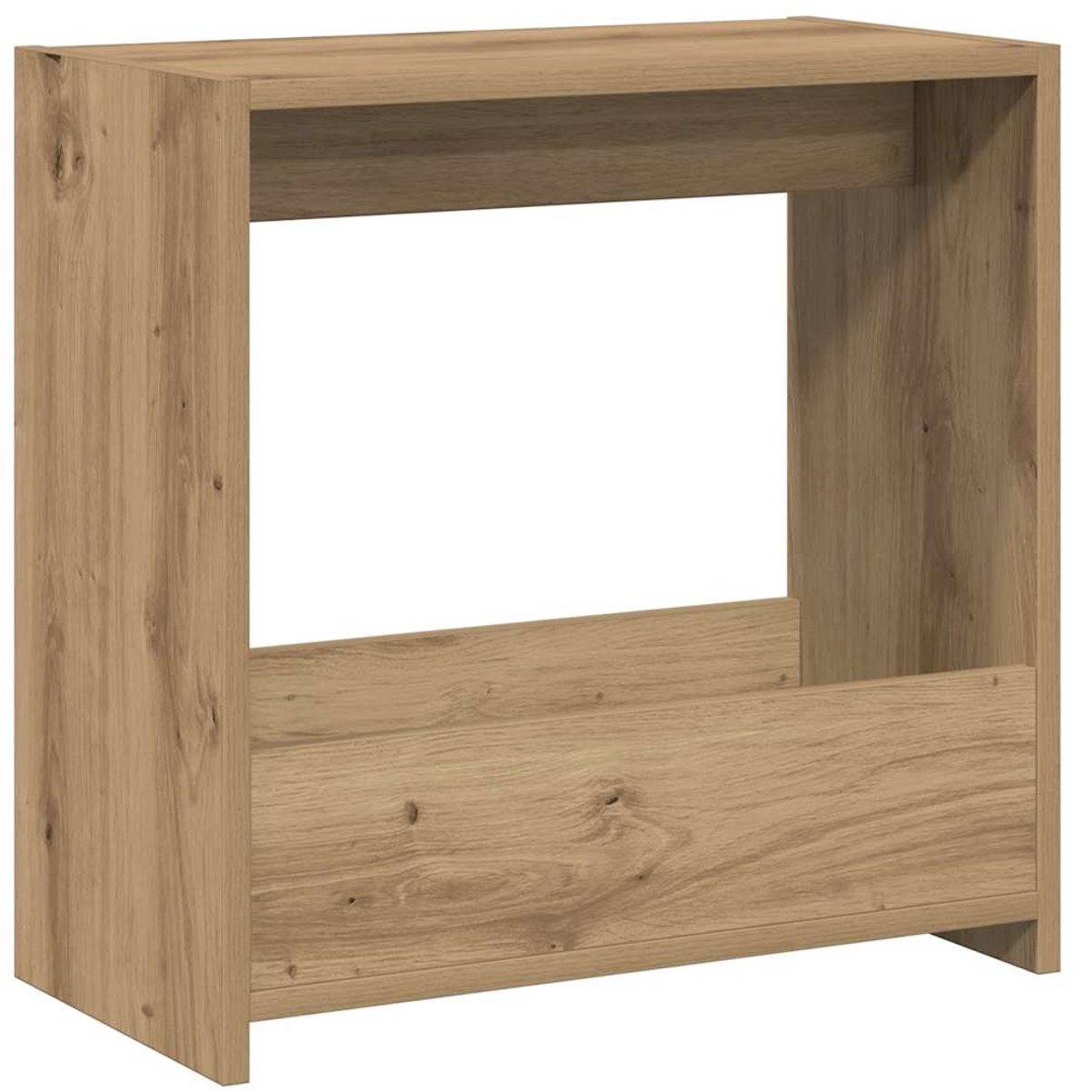 vidaXL Bijzettafel - 50x26x50 - cm - bewerkt - hout - artisanaal - eikenkleurig artisan eiken