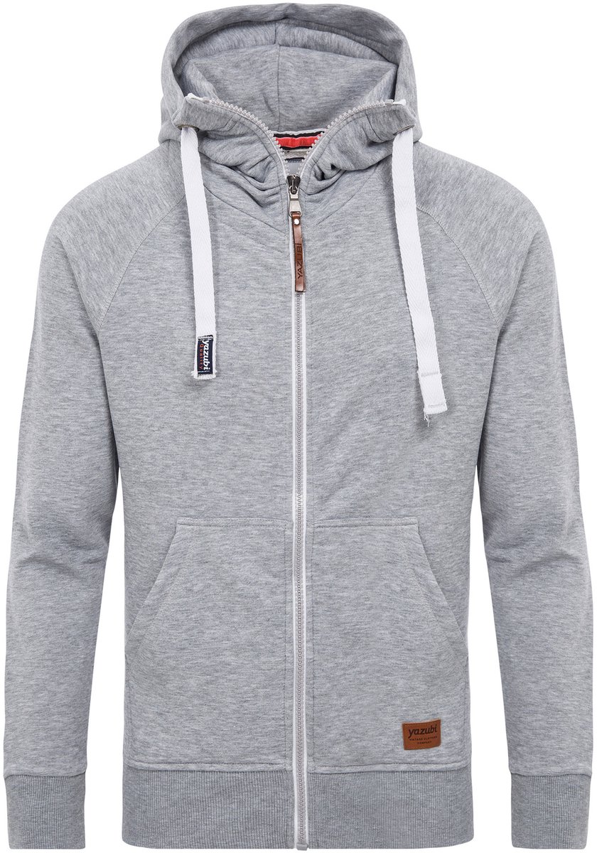 Yazubi Heren Hoodie Jacob – Regular Fit – Katoenmix Stretch – Lichtgrijs – Rits & Kap