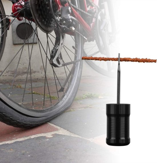 Fiets Band Reparatie Kit - Lekke Band Herstel - Tubeless Banden Plakken - Compact Stuurmontage - 5 Strips Inclusief van fiets — afbeelding 4