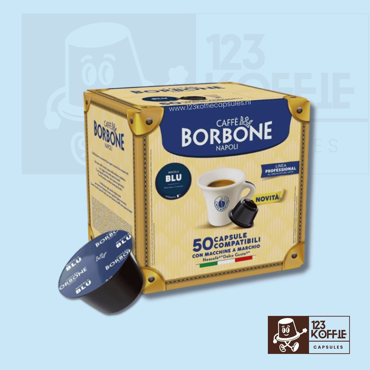 Borbone Blue capsules Dolce Gusto 50 stuks – ronde Italiaanse espresso