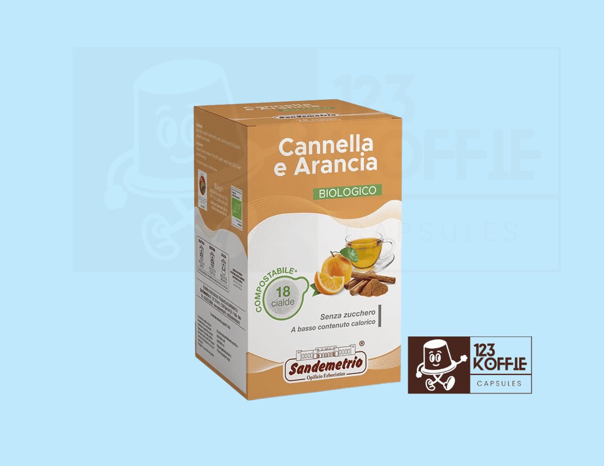 Sandemetrio Infuso Cannella e Arancia Bio ESE 44 mm Pads | 18 x Biologische Kaneel-Sinaasappel Infusie Pads