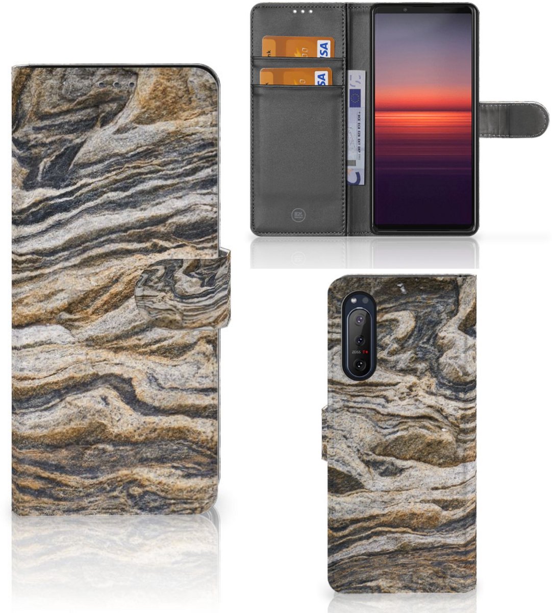 Book Case voor Sony Xperia 5II Bookcase Steen