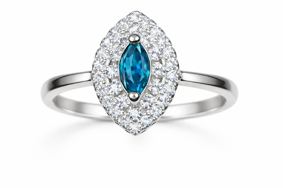 925 Sterling Zilveren Ring met Natuurlijke Blauwe Zirkoon - Minimalistische Damesring - Blauwe Edelsteen - Ringmaat 8