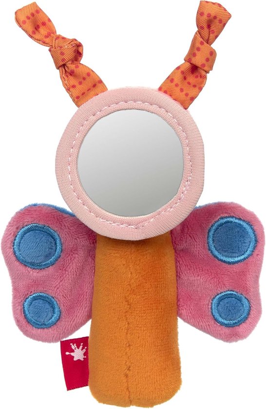 Grijpende Vlinder - Babyspeelgoed Rammelaar - Eerste Grijp Oefenen - Met Spiegel Knetterfolie - 13 x 6 x 3 cm — afbeelding 2
