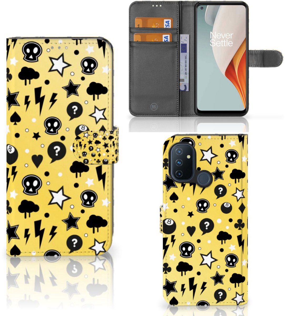 Book Case voor Telefoonhoesje met Naam OnePlus Nord N100 Punk Geel