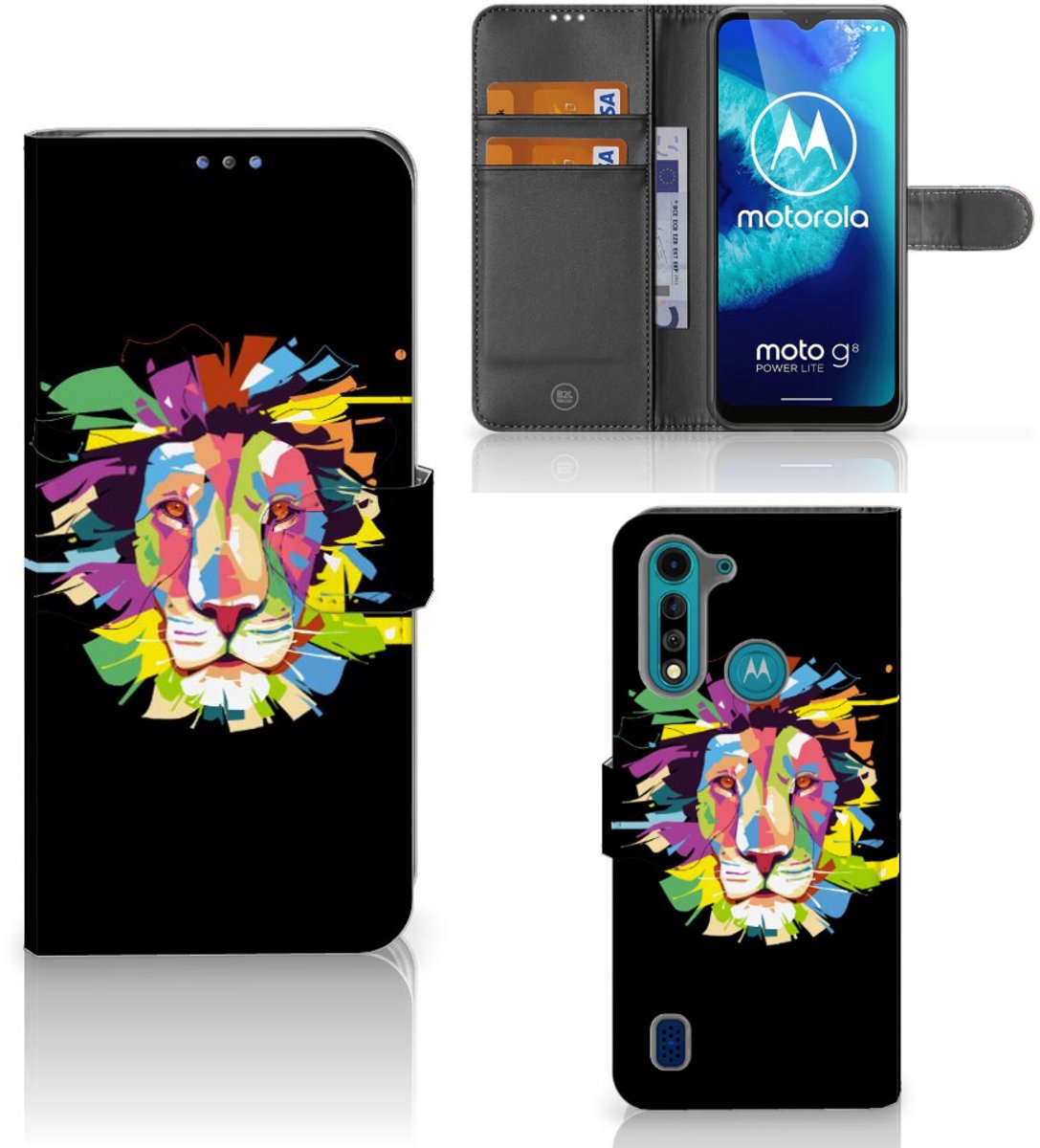 Motorola G8 Power Lite Leuk Hoesje Lion Color