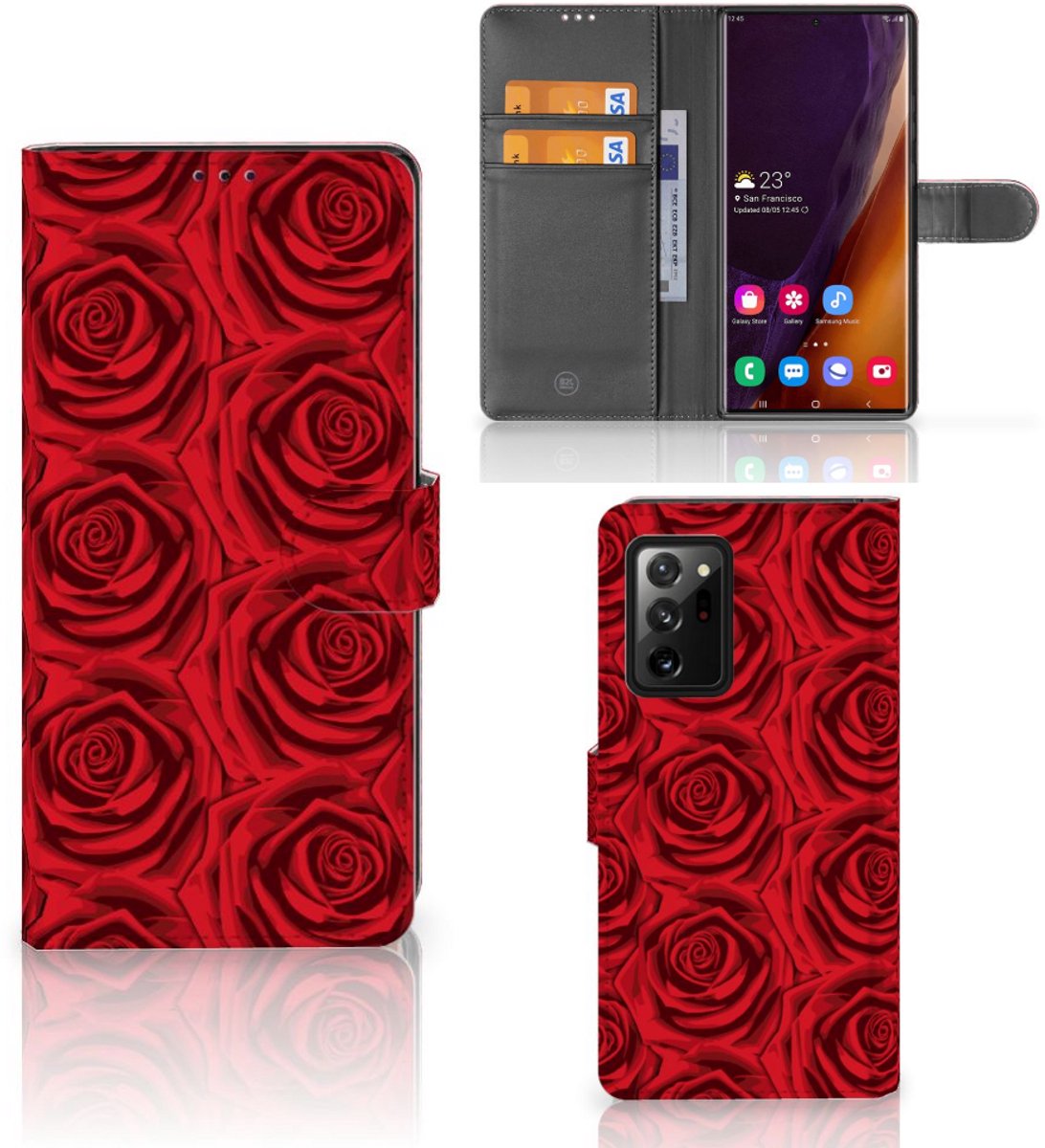Book Case voor Samsung Galaxy Note20 Ultra Hoesje Red Roses