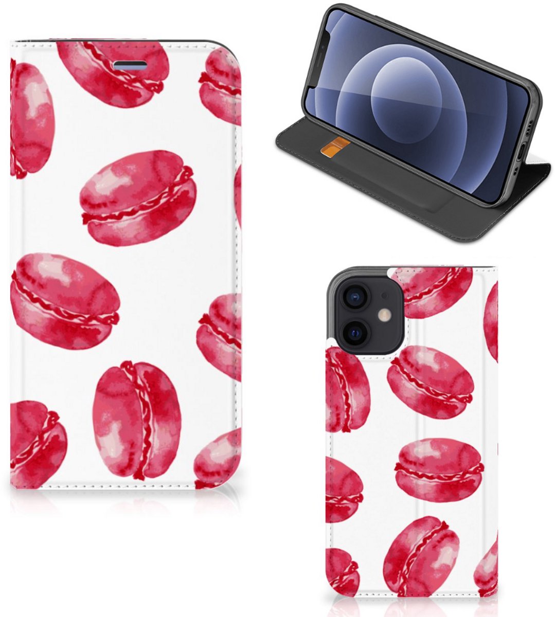 iPhone 12 Mini Flip Style Cover Pink Macarons