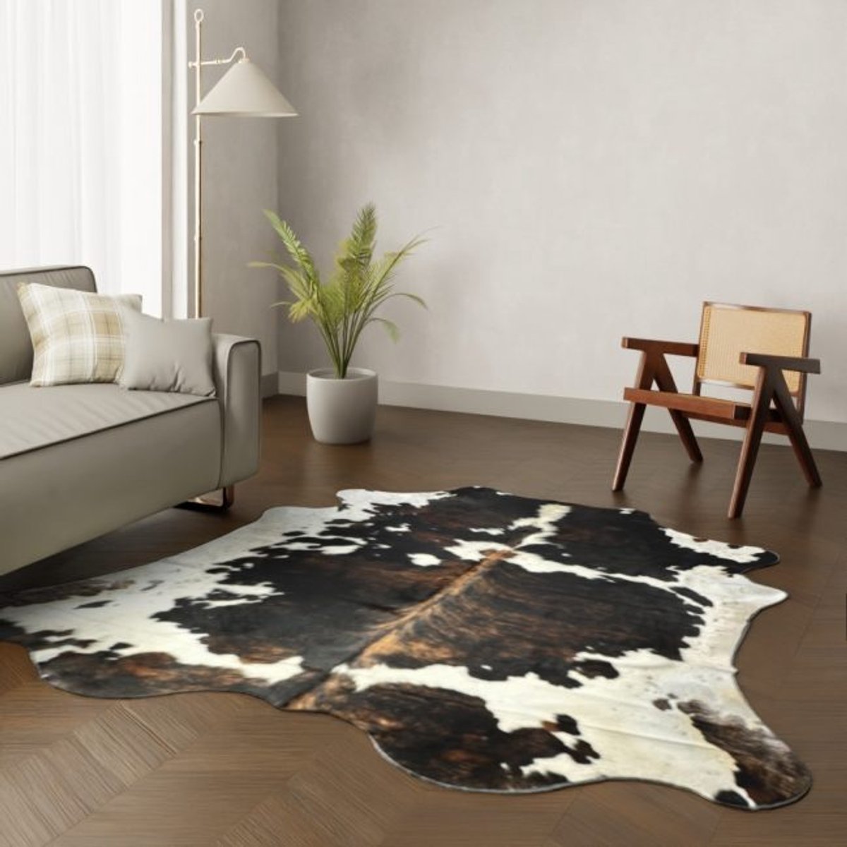 GIGANTISCHE 240x220 cm! Tricolor koeienhuid kleed - koeienkleed vloerkleed tricolore koeienvel - dierenhuid dierenvel bonte koehuid tapijt